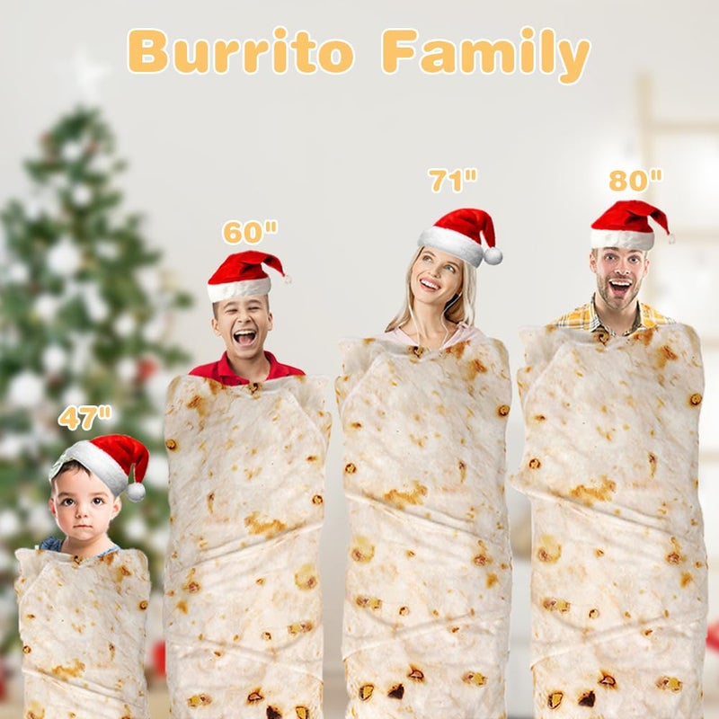 LetsFunny Burrito Tortilla Throw Blankets for Adults Teen Kids, Double Sided Tortilla Taco Wrap Blankets, Novelty Realistic Flannel Food Round Blankets, Unique Funny Gift for Girl Women 47in - Image 4